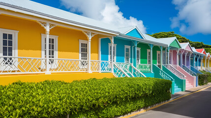 Colourful houses on the tropical island of Barbados