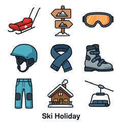 Naklejka premium Icon ski patrol vector holiday helmet goggles icons building insulated cable signpost
