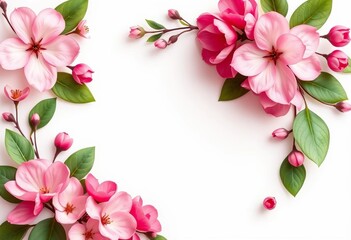 Fototapeta premium Elegant floral wedding invitation card template with beautiful leaves and blossoms, invitation template, calligraphy