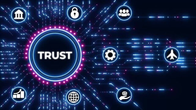 Business Trust concept.Circuit board with Technology background