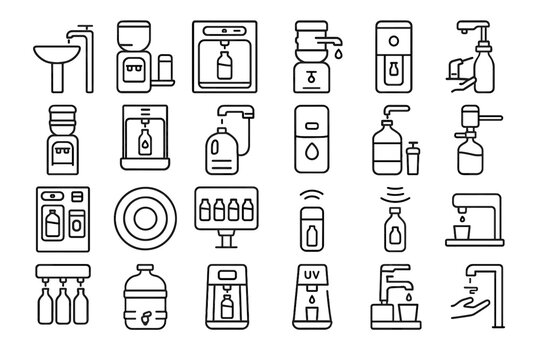 Filler hydration unit manual icon vector sensor tabletop icons water tap refill