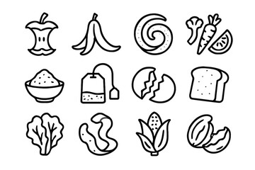 Icon corn wilted bread organic apple icons waste banana lettuce vector peel