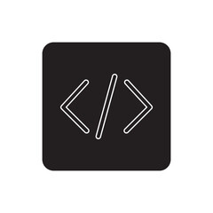 Coding icon. Simple flat logo of code signs on white background. Vector illustration.