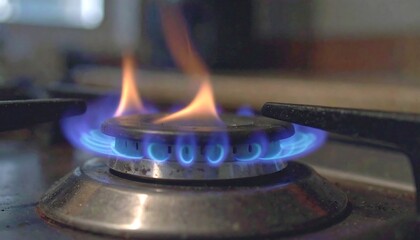 Close-up gas burner flame