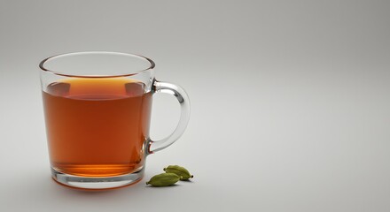Glass Mug of Tea with Cardamom Pods