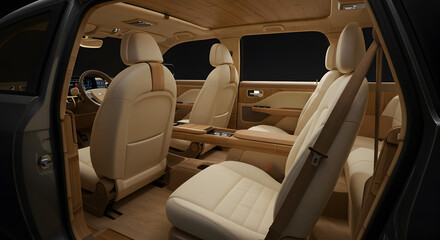 Luxury Car Interior Design Wood and Leather Craftsmanship Travel Style