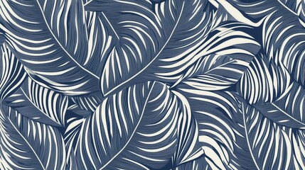 Navy Blue Leaf Pattern