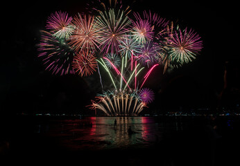 Colorful of fireworks in Happy New Year 2025 holiday festival
