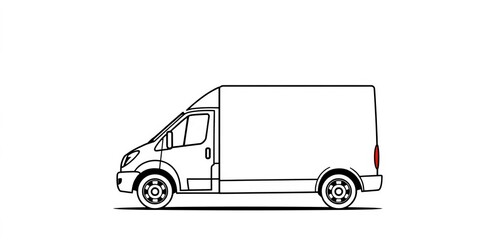 Simple line drawing of a delivery truck, isolated on white background,  sign,  clipart