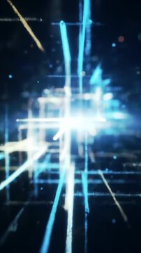 Visually stunning abstract digital network growth, luminous energy core emitting radiant data lines and glowing geometric structures in a dynamic medium video, AI capabilities concept