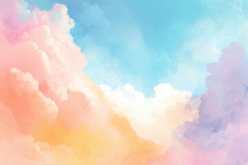 Fototapeta premium Pastel cloudscape, vibrant hues of sky and fluffy clouds