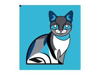 cat illustration vector. Sitting cat line vector icon.cat head vector icon design.