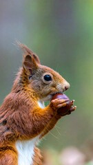 Obraz premium Squirrel eating a chestnut