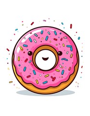 Cute cartoon donut with sprinkles