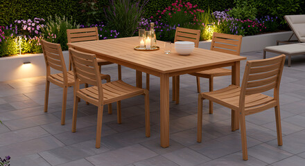 Fototapeta premium Outdoor Dining Set Modern Patio Garden Furniture Evening Gathering