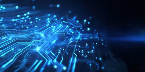 Fototapeta premium Abstract circuit board design in glowing blue (1)