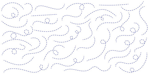 Hand-drawn dotted line element set. curved and twisted dashed paths. Wavy Dashed Curvy Line, Loopy Squiggle Path, Decorative Wave Border, Dotted Line Divider, Seamless Vector Illustration. 