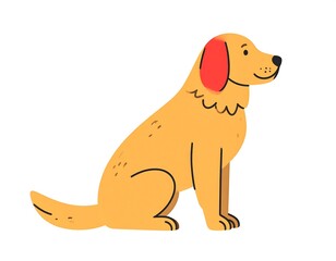 Cute cartoon golden retriever sitting