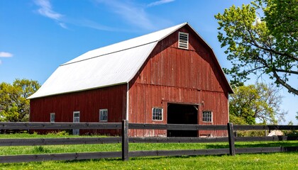 Obraz premium Red barn on a sunny day (1)