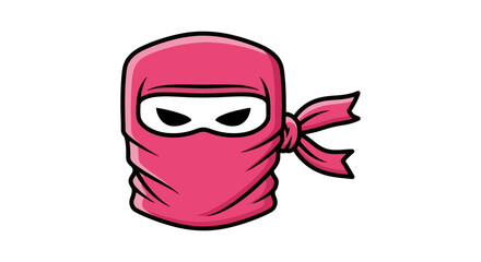 Cartoon Pink Ninja Head with Mask and Bandana.