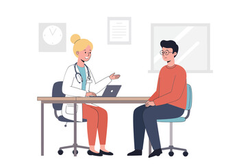 Compassionate female doctor attentively listens to patient concerns during a professional consultation in a modern clinic setting