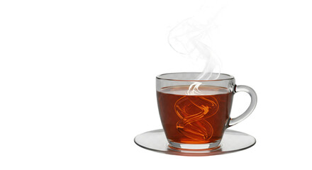 Warm cup of tea with delicate steam rising, ideal for relaxation, mindfulness, or a cozy break, offering comfort and tranquility in every sip, a healthy caffeine-free choice