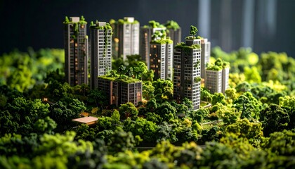 Obraz premium Eco-city model, lush greenery