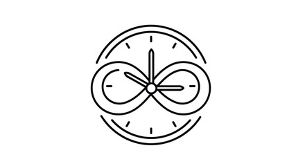Infinity Symbol with Clock Face, Representing Timeless Flow.