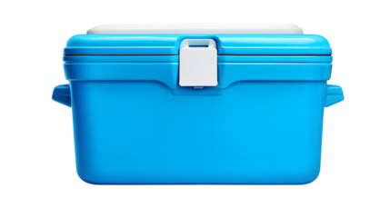Portable insulated container for keeping food and drinks cold.