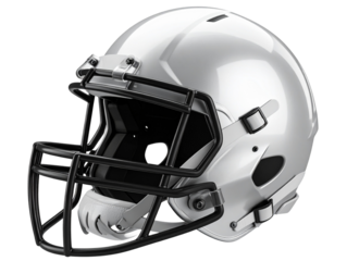 Angled 3D Perspective of American Football Helmet with Shadow, Isolated PNG
