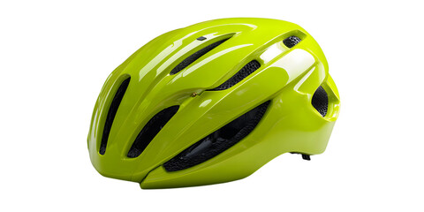 Fototapeta premium Bright yellow bicycle helmet, safety gear.