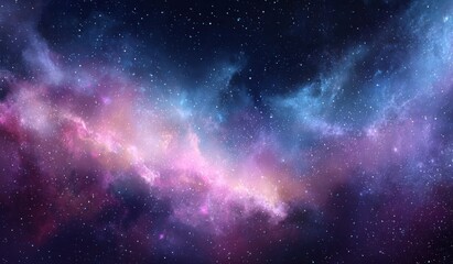 Fototapeta premium Vast nebulae of vibrant colors swirl across a deep space backdrop dotted with distant stars