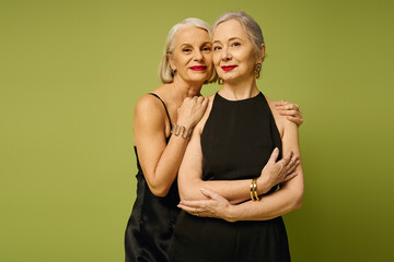 Elegant lesbian couple celebrating love and fashion in a stylish portrait together