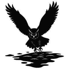Adobe IllustStunning close-up of a snowy owl gliding low over an icy tundra, eyes locked on viewer, pale winter sun. raptor Artwork Etching illustration of an angry Great Horned Owl

