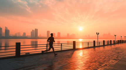 man running at sunset jogging athlete