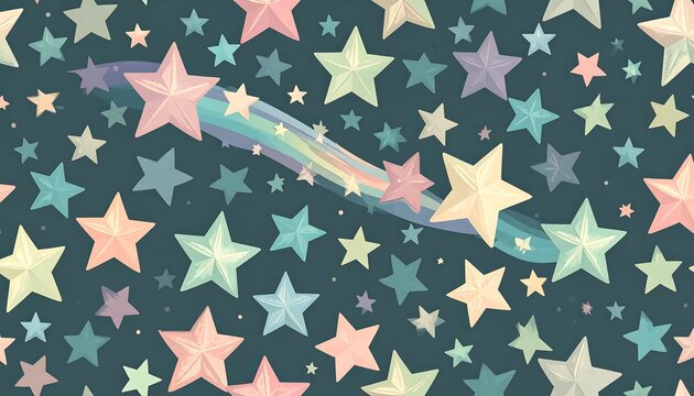 Colorful star pattern with pastel hues and rainbow swirl