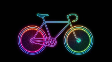 Fototapeta premium Rainbow Neon Bicycle Design.