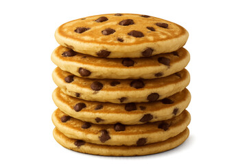 Stack of delicious chocolate chip pancakes on transparent background