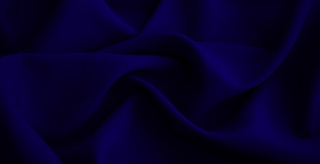 Silk satin wrinkled crumpled texture background with folds.  Blue navy azure berry royal midnight sapphire denim hues. Trendy passionate bright intense elegant color. Underwear sleek fabric. Macro