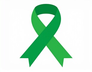 Green Awareness Ribbon Minimal Vector for Mental Health Campaign