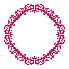 illustration art hand drawn pink circle frame engraving ronament design	
