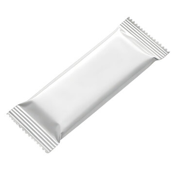 Blank white candy bar wrapper isolated on transparent background is ready for your branding