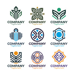 9 Company Logo Set Abstract Creative Modern Professional Business Identity Pack