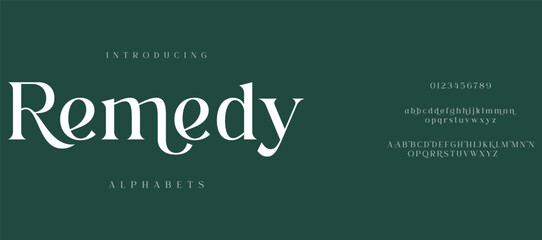Remedy Luxury minimalist alphabet display font vector. Elegant typeface