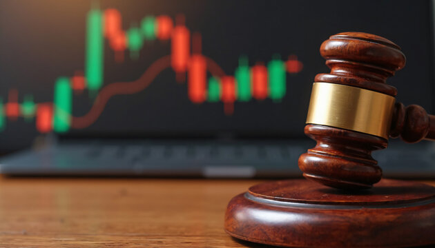 Gavel and Stock Market Graph - Powered by Adobe