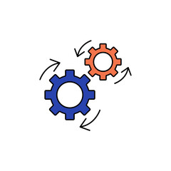 process icon outline editable stroke line drawing eps