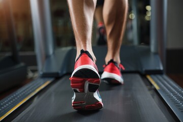 Man Running on Treadmill - Fitness and Exercise Concept