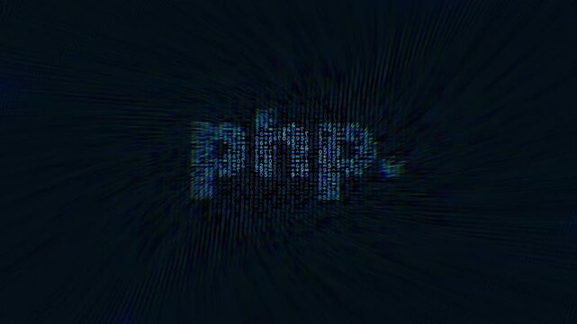 PHP logo formed from radiating code, dark background. 4k footage