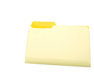 Pale Yellow File Folder with Tab on Transparent Background