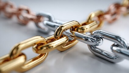 Obraz premium Interlocking Metal Chains Close Up